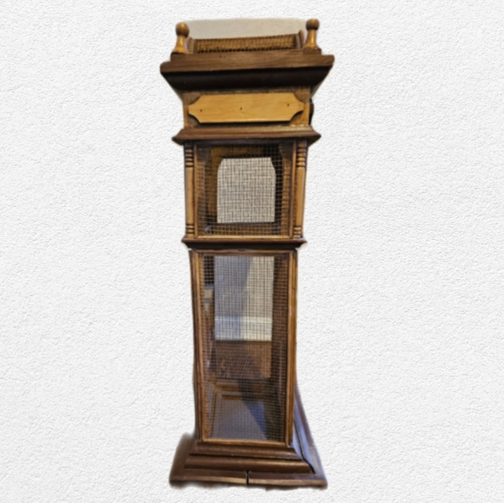 Vintage Wood Hand Carved Free Standing Decorative Bird Cage